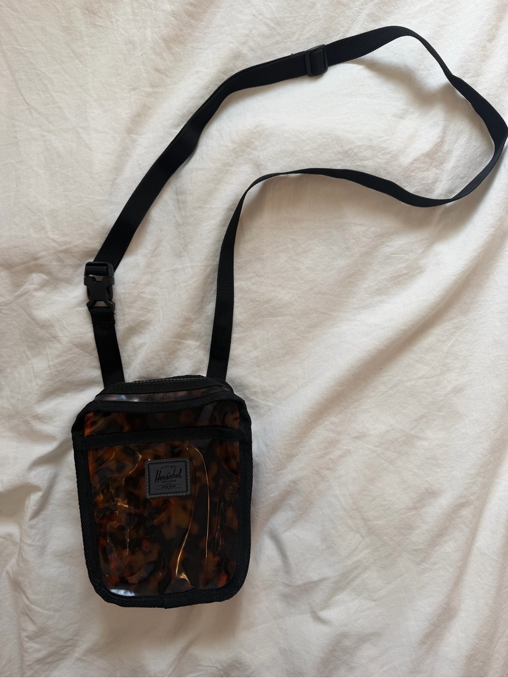 Herschel Supply Company Tortoiseshell Clear Crossbody Bag with Black Strap